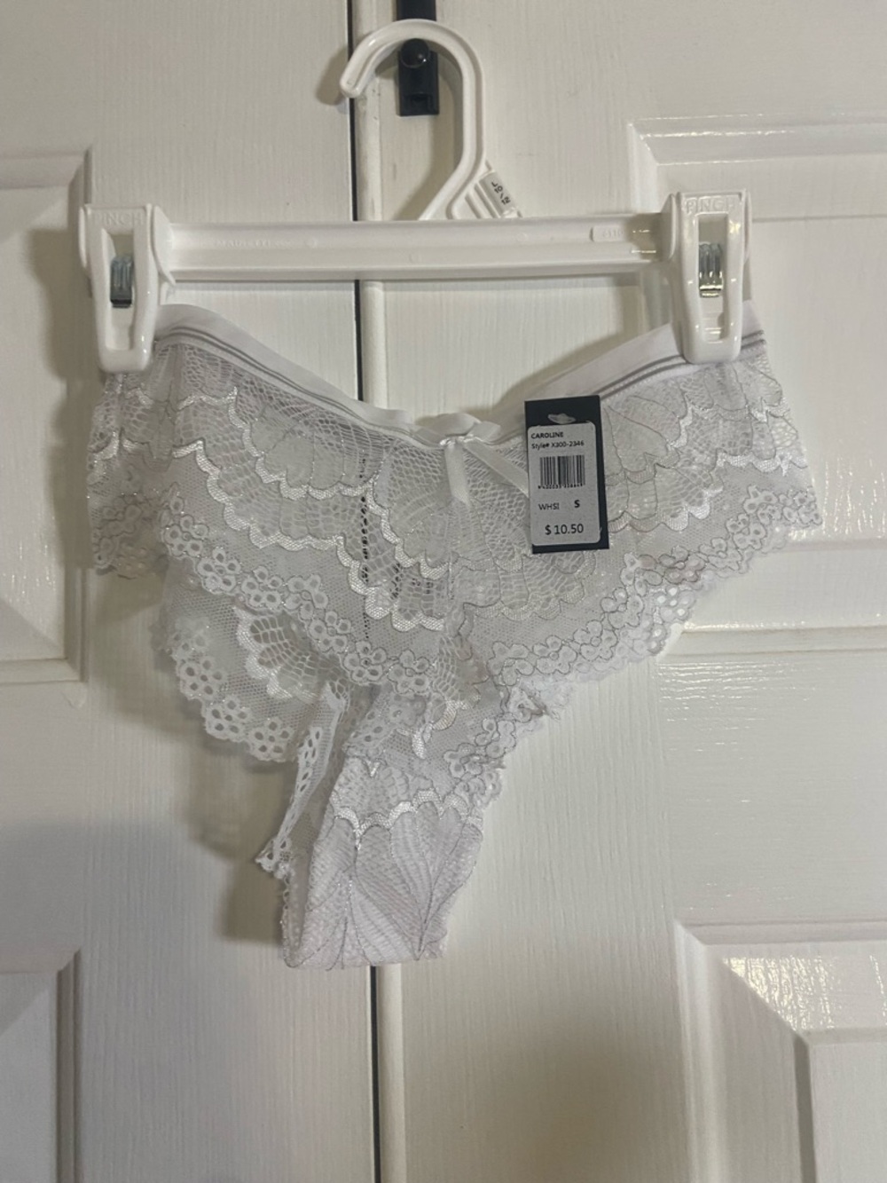 Frederick's of Hollywood Panty Small Caroline Boyshort Lace White Silver